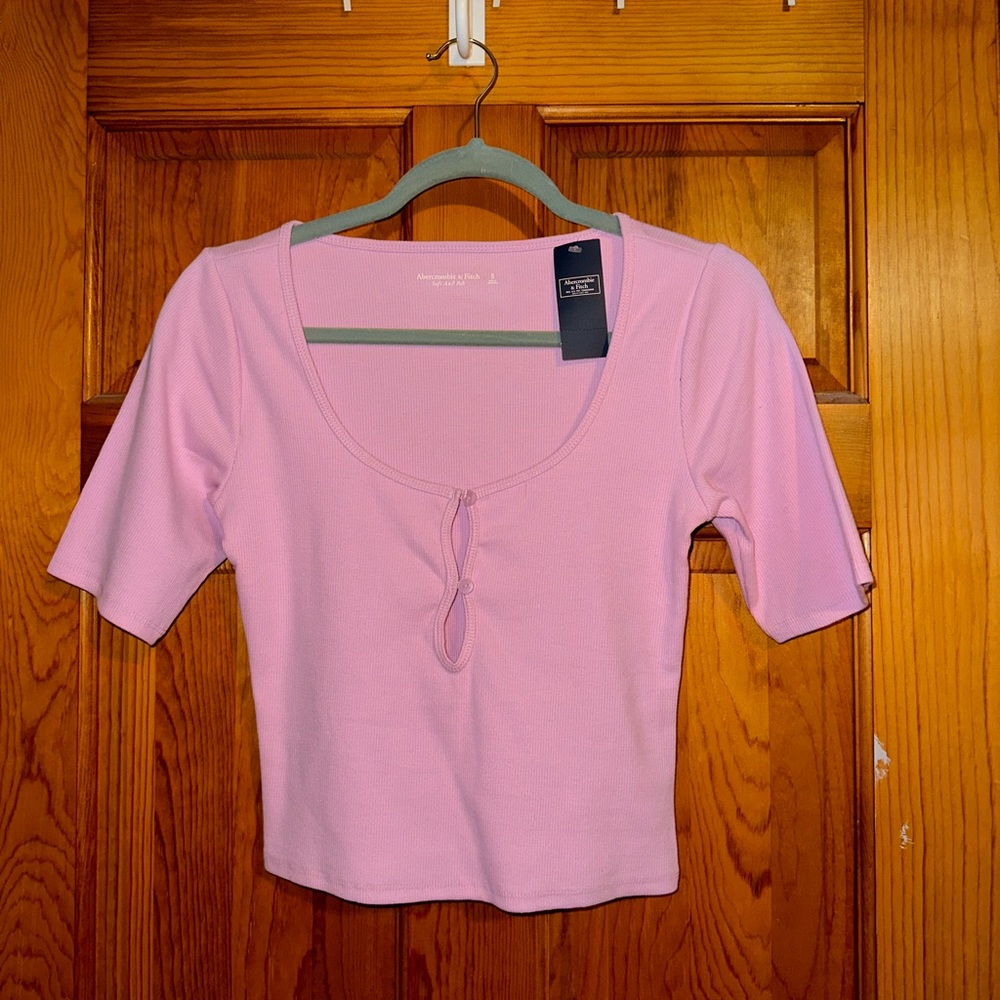 Abercrombie & Fitch soft A&F Rib Pink Top Size Small